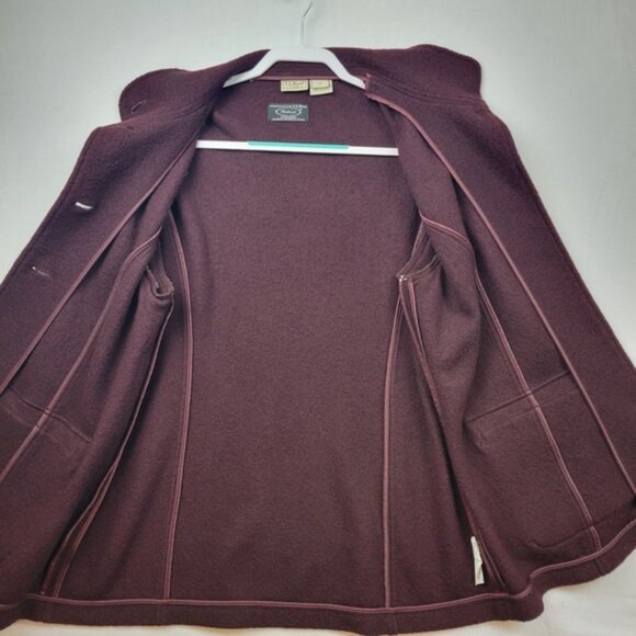 LL Bean Womens Bellandi Wool Jacket Size 1X Italy Pea Coat Eggplant Purple - Picture 10 of 16